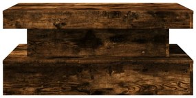 füstös tölgy színű dohányzóasztal LED-lámpákkal 90x50x40 cm