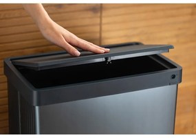Szürke újrahasznosított műanyag érintésre nyíló szemetes 54 l Verto High – Curver