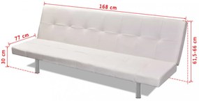 krémfehér műbőr állítható kanapéágy két párnával