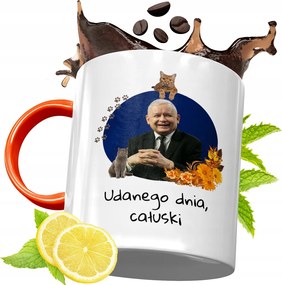 Narancssárga Bögre A Pis Elnökétől Jaroslaw Kaczynski fényképes nyomtatással