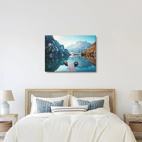 Kép - Csónakok a Braies-tónál (70x50 cm)