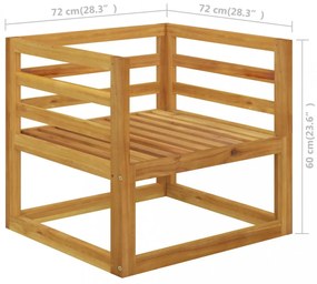 tömör akácfa kerti szék krémszínű párnákkal