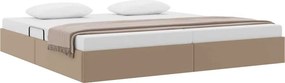vidaXL Tárolós Ágy fejtámlával tárolóval Kávé 200 x 200 cm Műbőr