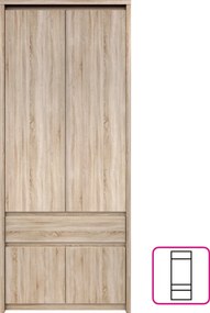 Akasztós szekrény 4D1S/70, sonoma tölgy, NORTY TYP 22