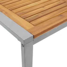 Kültéri Étkezőasztal Szürke 180x90x75 cm Acél és Tömör Akác Fa