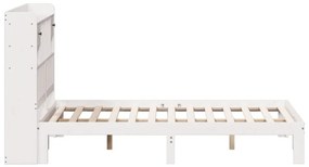 fehér tömör fenyőfa könyvespolcos ágy matrac nélkül 135x190 cm