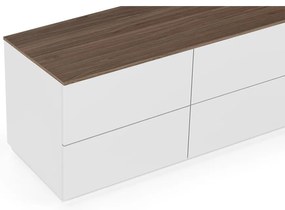 Fehér komód diófa dekoros fiókokkal és fedlappal, 120 x 54 cm Join - TemaHome