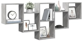 betonszürke szerelt fa fali polc 159 x 18 x 66 cm