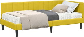vidaXL Sarok Ágykeret Matraccal matracmal 2 pcs Sárga Bársony