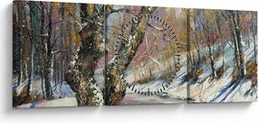 Egy festett téli táj képe (órával) (90x30 cm)