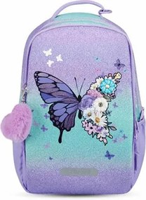 Iskolatáska, cipzáras, laptoptartóval, BELMIL Companion Serenity, lila, pillangó (BL338961L)