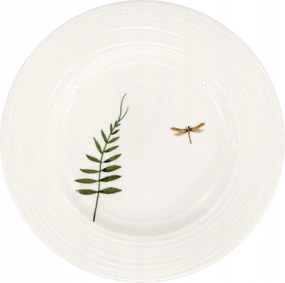 Porcelán desszerttál Croft Dragonfly 20,5cm, zöld/barna