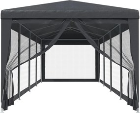 Antracitszürke HDPE rendezvénysátor 10 hálós oldalfallal 3x12 m
