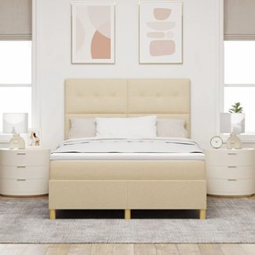 Box Spring Ágy Matraccal Krém 140x190 cm Szövet