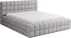 Szürke kárpitozott ágyneműtartós franciaágy ágyráccsal 160x200 cm Dizzle – ELTAP