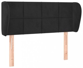 fekete bársony fejtámla szárnyakkal 93x23x78/88 cm
