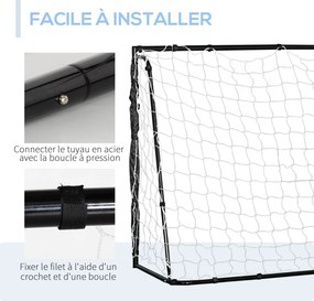 HOMCOM Foci Kapu - Labdarúgó Kapu - Edző Kapu 186L x 62W x 123H cm - fém vázas PE háló - cövekek és szerszám mellékelve - fekete fehér | Aosom