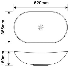 Erga Maleah, asztali mosogató 620x365x160 mm, fehér fényes, ERG-V03-9497C-WH