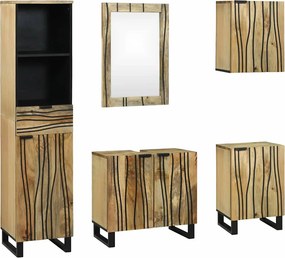 vidaXL Fürdőszoba bútor szett fiókkal polcokkal 5 pcs Barna Faanyag