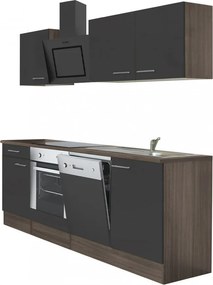 Yorki 220 konyhabútor yorki tölgy korpusz,selyemfényű antracit fronttal alsó sütős elemmel