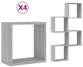 4 db szürke sonoma fali kockapolc 30 x 15 x 30 cm