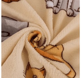 Mikroplüss lepedő COLORED CATS 90x200 cm krémszínű