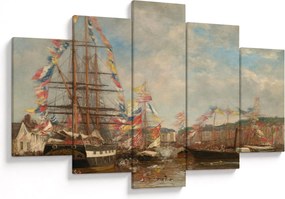 Kép - Eugène Boudin, Festival in the Harbor of Honfleur, reprodukciók (150x105 cm)
