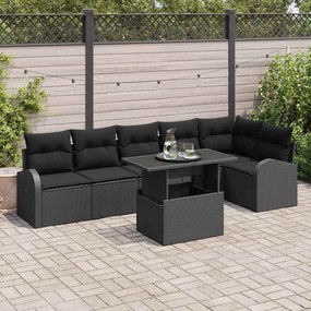 Kerti Kanapé Szett párnával 7 pcs Fekete 100 x 55 x 73 cm