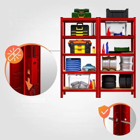 HEAVY nagy teherbírású polc, max. 875kg, 180×90×40cm, piros Monzana