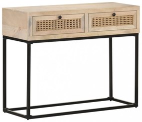 tömör mangófa és természetes nád tálalóasztal 100 x 35 x 76 cm