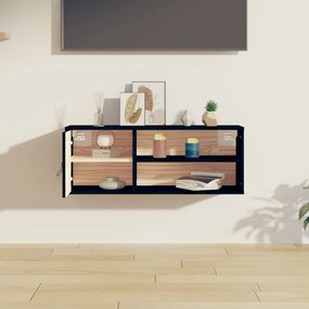 fekete tömör fenyőfa faliszekrény 80 x 30 x 30 cm