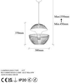 Csillár zsinóron TELMANDER 1xE27/40W/230V zöld