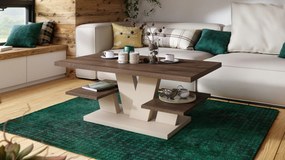 Mazzoni VIVA MATT Barna Tölgy/Bézs (Pezsgő) - MODERN DOHÁNYZÓASZTAL POLCOKKAL