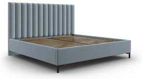 Világoskék kárpitozott ágyneműtartós franciaágy ágyráccsal 200x200 cm Casey – Mazzini Beds