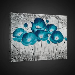 Vászonkép, Kék pipacsok, 100x75 cm méretben
