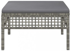 szürke polyrattan kerti lábtartó párnával