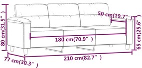 3 személyes fekete mikroszálas szövetkanapé 180 cm