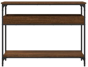 barna tölgyszínű szerelt fa tálalóasztal polccal 100x29x75 cm