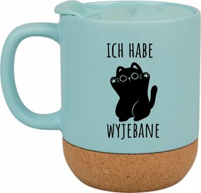 Kék Bögre Fedéllel És Parafa Aljjal Ajándék Habe