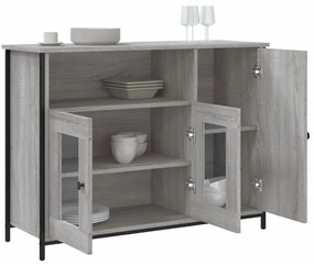 szürke sonoma színű szerelt fa tálalószekrény 100 x 35 x 75 cm