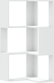 vidaXL 3 szintes fehér szerelt fa sarok könyvespolc 50 x 50 x 102 cm