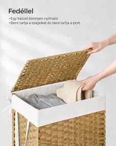Szennyestartó, 90 literes, szintetikus rattan ruháskosár natúr