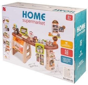 Játék szupermarket gyerekeknek, 52 darab, hangok és fények, pénztárgép, eszpresszógép, többszínű