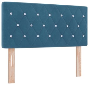 Box Spring ágy matraccal és LED világítással, Sötétkék, 120x190 cm, bársony