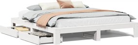 vidaXL fehér tömör fenyőfa ágy matrac nélkül 200 x 200 cm
