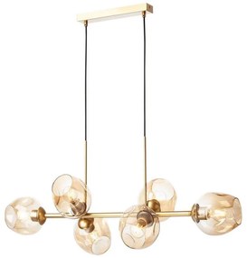 Redo 01-2619 - Csillár zsinóron PIERCE 6xE27/42W/230V arany/füstös