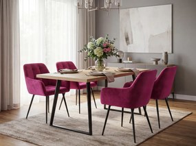 Sötét rózsaszín LOREN VELVET étkezőfotel fekete lábakkal