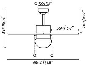 FARO 33179 - Mennyezeti ventilátor PALAO 1xE14/40W/230V