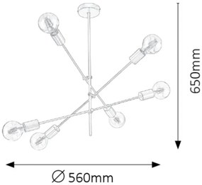 Rabalux 2104 - Csillár rúdon LANNY 6xE27/15W/230V