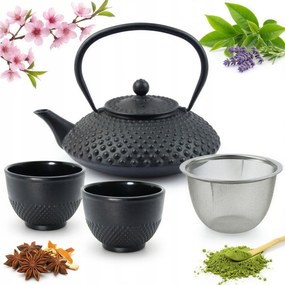 Vízforraló 1,25L Öntöttvas Teáskanna 2x Csésze